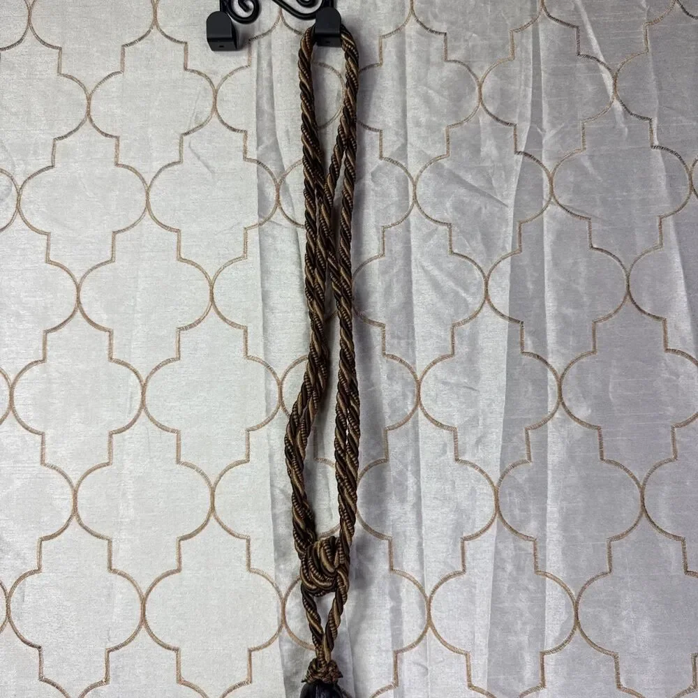 Curtain Tie Back Faux Wood Resin Center Rayon 9”Fringe